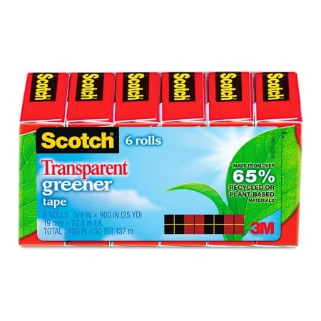 Scotch® Transparent Greener Tape, 3/4 X 900, 1 Core, 6/Pack